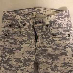 Rag & Bone White and Gray Camo Jeans, Size 24